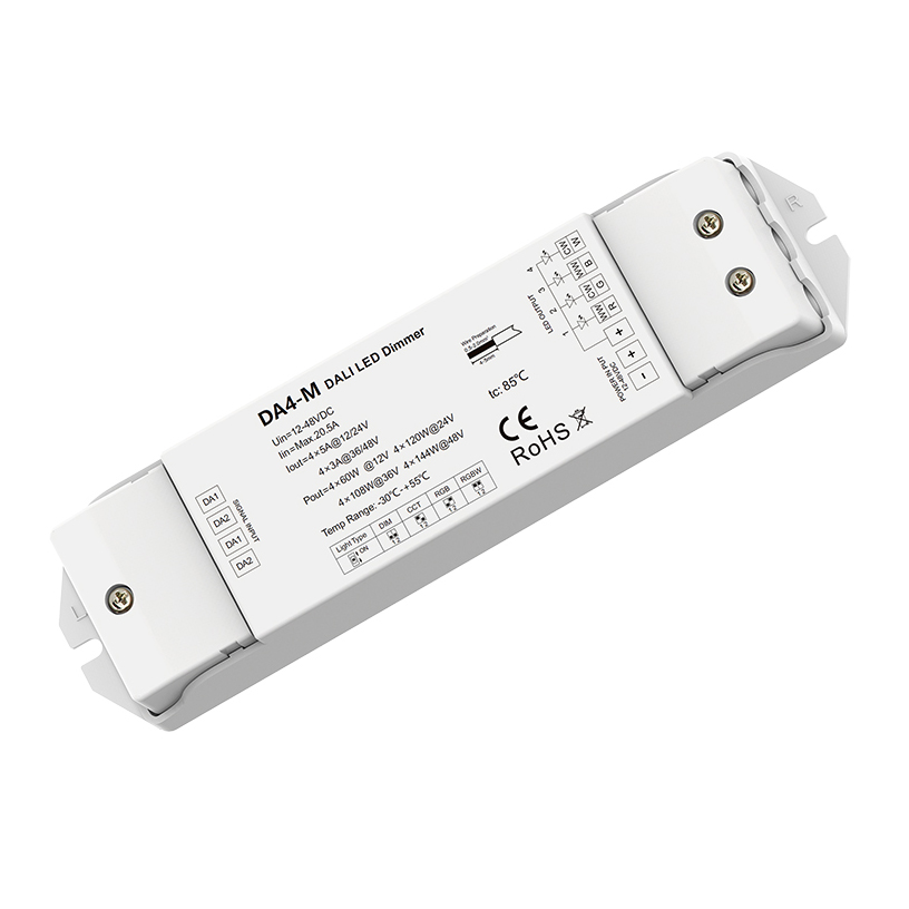 DA4-M 4CH*5A 12-24VDC Constant Voltage DALI LED Dimmer (DT6/DT8) DA4-M 4CH*5A 12-24VDC Constant Voltage DALI LED Dimmer (DT6/DT8)